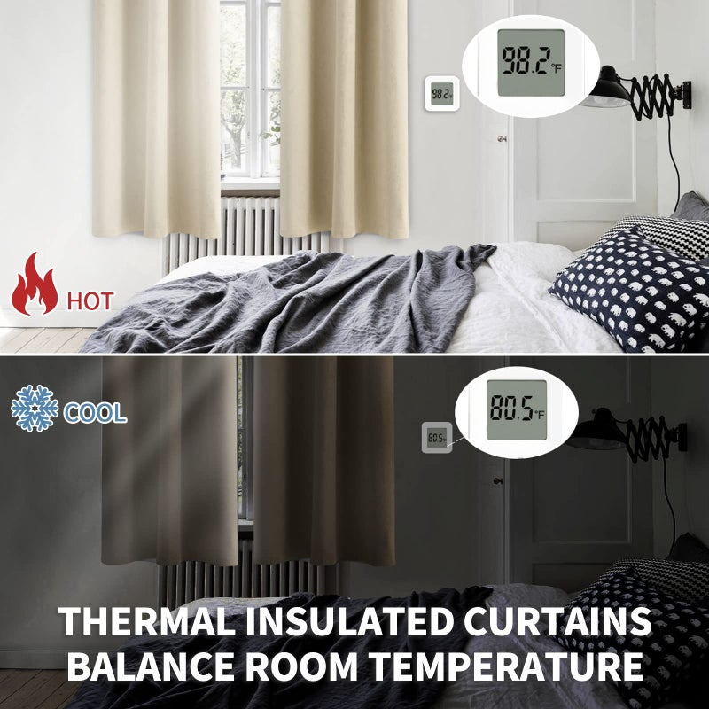 BGment Beige Blackout Curtains 63 Inches Length for Bedroom - Thermal Insulated Drapes Room Darkening with Rod Pocket for Living Room, 42 x 63 Inch, 2 Panels - Image 3